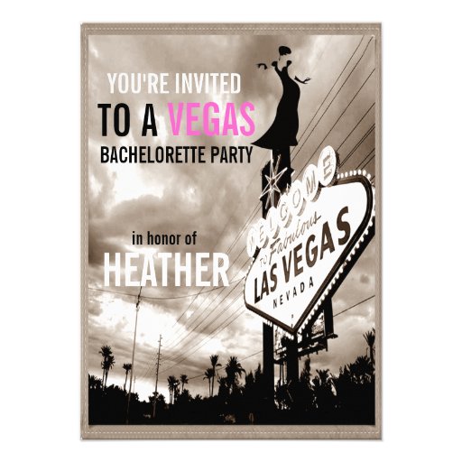 Vintage Sepia Las Vegas Modern Bachelorette Party Announcement