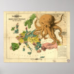 Vintage Serio Comic War Map For The Year 1877 Posters