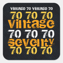 Vintage Seventy 70  Birthday Black Gold Party Square Sticker