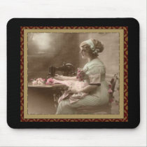 Vintage Sewing Lady Mouse Pad mousepads