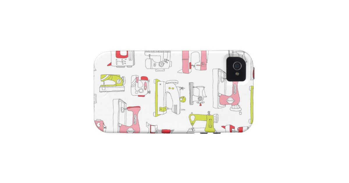 Vintage sewing machine retro diy girls pattern vibe iPhone 4 case Zazzle