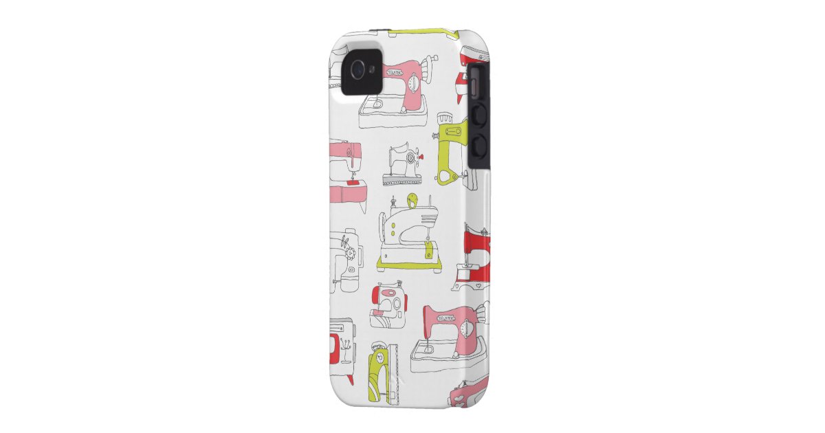 Vintage sewing machine retro diy girls pattern vibe iPhone 4 case Zazzle