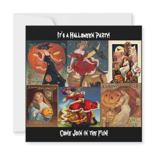 Vintage Sexy Halloween Women Collage invitation