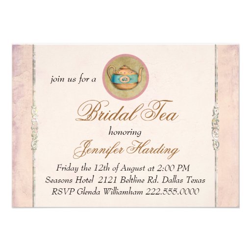 Vintage Shabby Bridal Tea Party Personalized Invitations