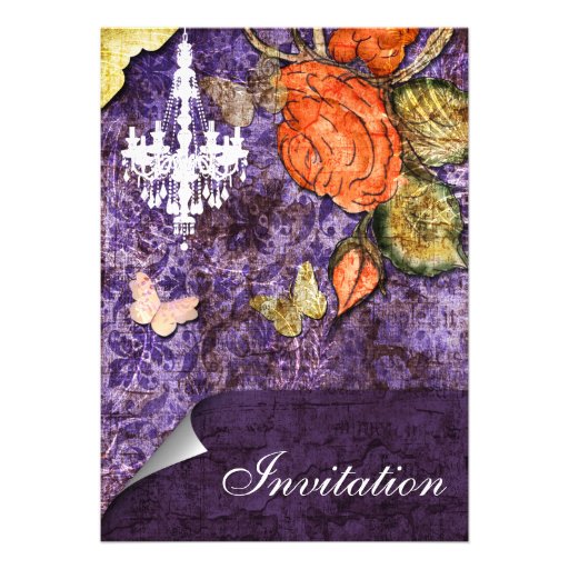 Vintage shabby chic Allure purple Invitations