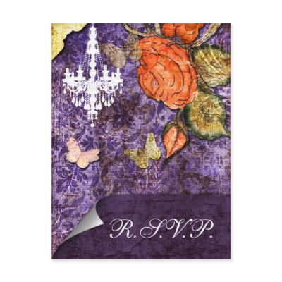 Vintage shabby chic Allure purple RSVP Postcards