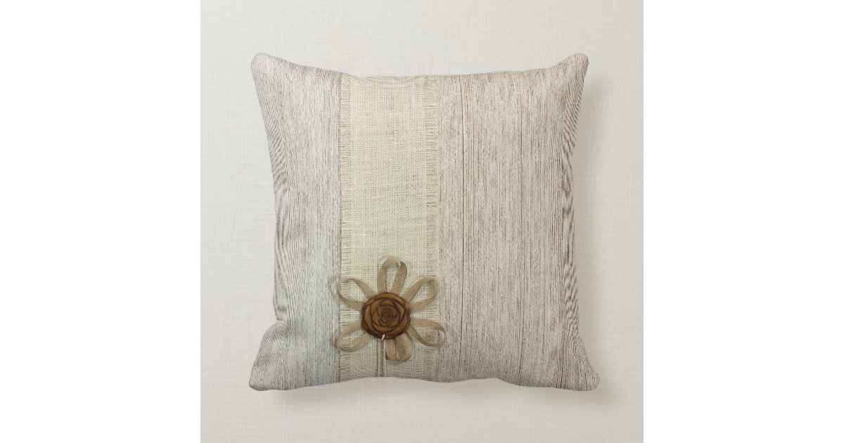 Vintage Shabby Chic Beige Ribbon Rose Throw Pillow Zazzle
