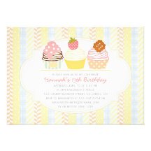 Vintage Shabby & Chic Cute Cupcake Party Personalized Invite