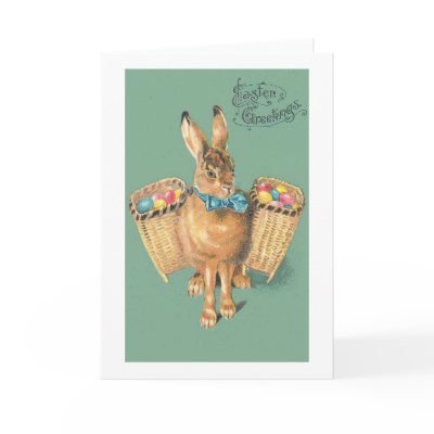 Vintage Shabby Chic Easter Bunny Card by primitivelyours