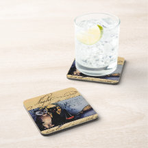 Vintage Shabby Chic Halloween Nigh Cat Howl Drink Coasters
