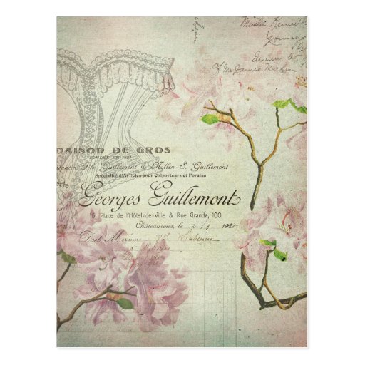 vintage shabby flowers french script chic corset postcard zazzle vintage shabby flowers french script chic corset postcard zazzle