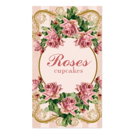 Vintage Shabby Roses Business Card (front side)