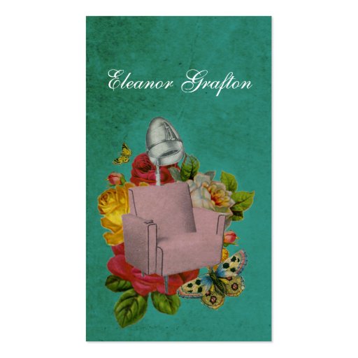 Vintage Shabby Salon Dryer Chair Rose Stylist Card Business Card Templates (front side)