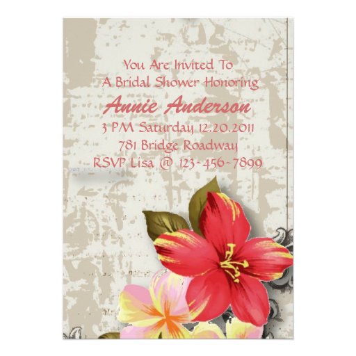 Vintage ShabbyChic Floral hawaii Bridal Shower Announcements