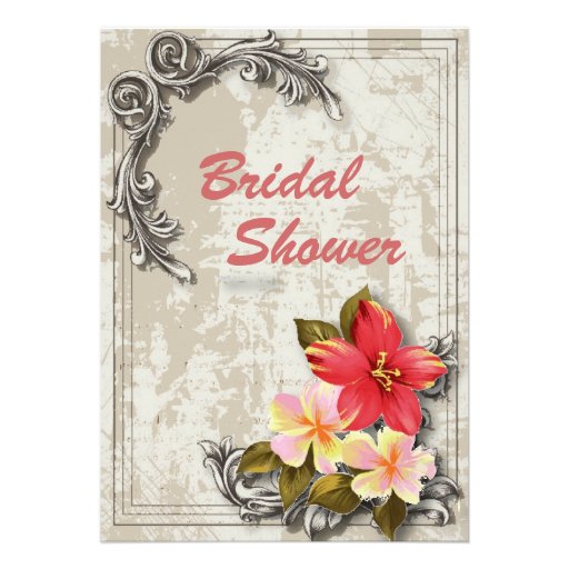 Vintage ShabbyChic Floral hawaii Bridal Shower Announcements