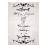 Vintage Shark and Jellyfish Beach Wedding Invite
