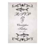 Vintage Shark and Jellyfish Wedding RSVP Cards