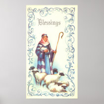 Vintage Shepherd and Sheep Print