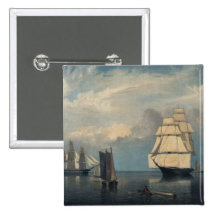 Vintage ships Salem Harbor Pinback Button