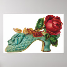 Vintage Shoe with a Red Rose Poster