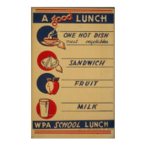 Vintage Shool Lunch Milk Poster
