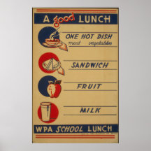 Vintage Shool Lunch Milk Poster