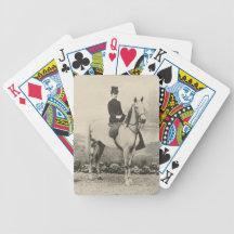 Vintage sidesaddle rider and horse bicycle poker cards