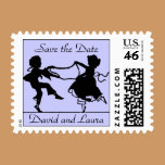 Vintage Silhouette Save the Date Postage stamps