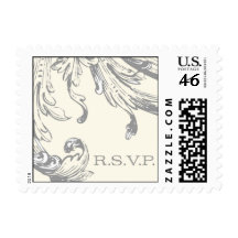Vintage Silver plume RSVP stamp