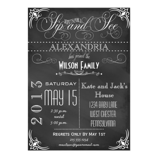 Vintage Sip and See Invitation