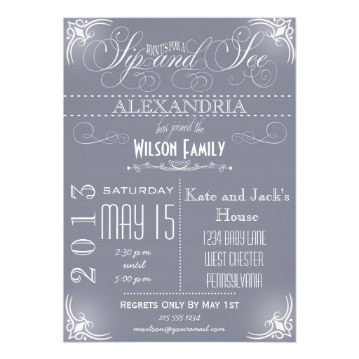 Vintage Sip and See Invitation