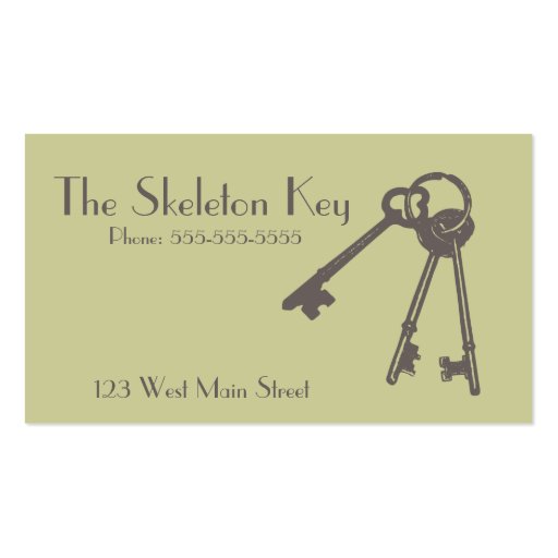 Vintage Skeleton Key Business Card (front side)