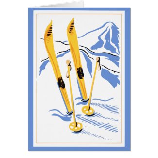 Vintage Ski Art Stationery Note Card