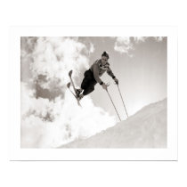 Vintage ski  image, Tricks on skis Posters