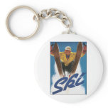 Vintage Ski Poster Key Chain