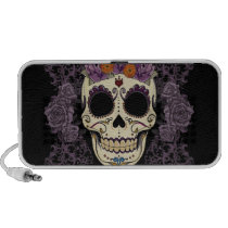 Vintage Skull and Roses Doodle Travel Speakers
