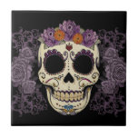 Vintage Skull and Roses Tile