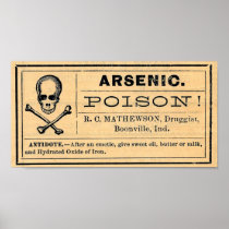 Vintage Skull Arsenic Poison Label Poster Sign
