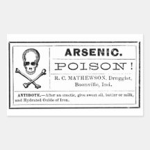 Vintage Skull Crossed Bones Arsenic Poison Label Rectangular Stickers