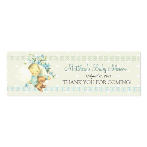 Vintage Sleeping Baby Shower Custom Favor Tag Business Card Templates (front side)