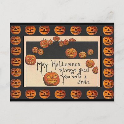 Vintage Smiling Halloween Jack o'Lanterns Post Cards