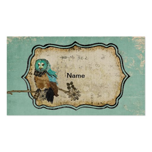 Vintage Smokey Rose Owl Business Card/Tags (back side)