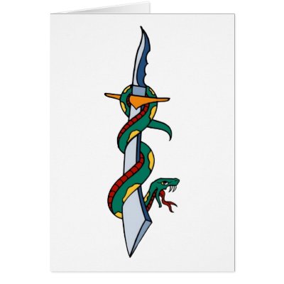 VIntage Snake and Dagger Tattoo Art Cards by vintagegiftmall