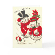 Vintage Snowman and Snowwoman Card