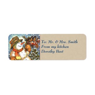 Vintage Snowman Christmas label