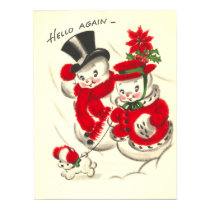 Vintage Snowman Couple Print