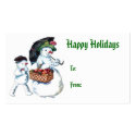 Vintage Snowman Holiday Gift Tag business cards by forbes1954 Vintage Snowman Holiday Gift Tag business cards