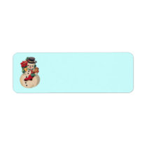 Vintage Snowman with Poinsettia Custom Return Address Labels