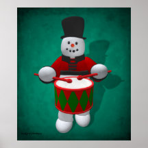 Vintage Snowmen: Drummer Print