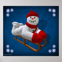 Vintage Snowmen: Sledder Posters
